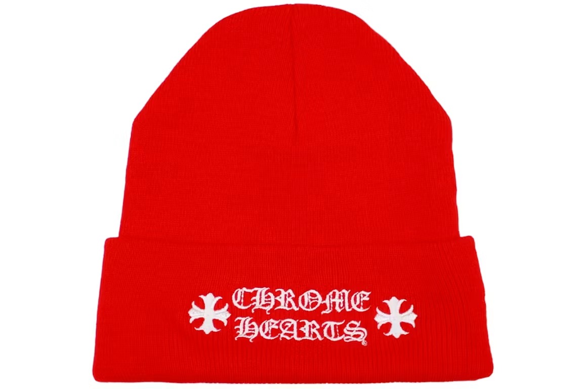 Red Chrome Hearts Logo Beanie